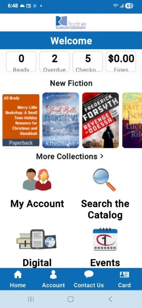 Screenshot of Rodman Library app