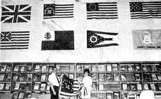 Flags displayed in the reading room