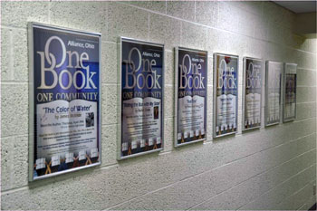 One Book -One Community posters on display